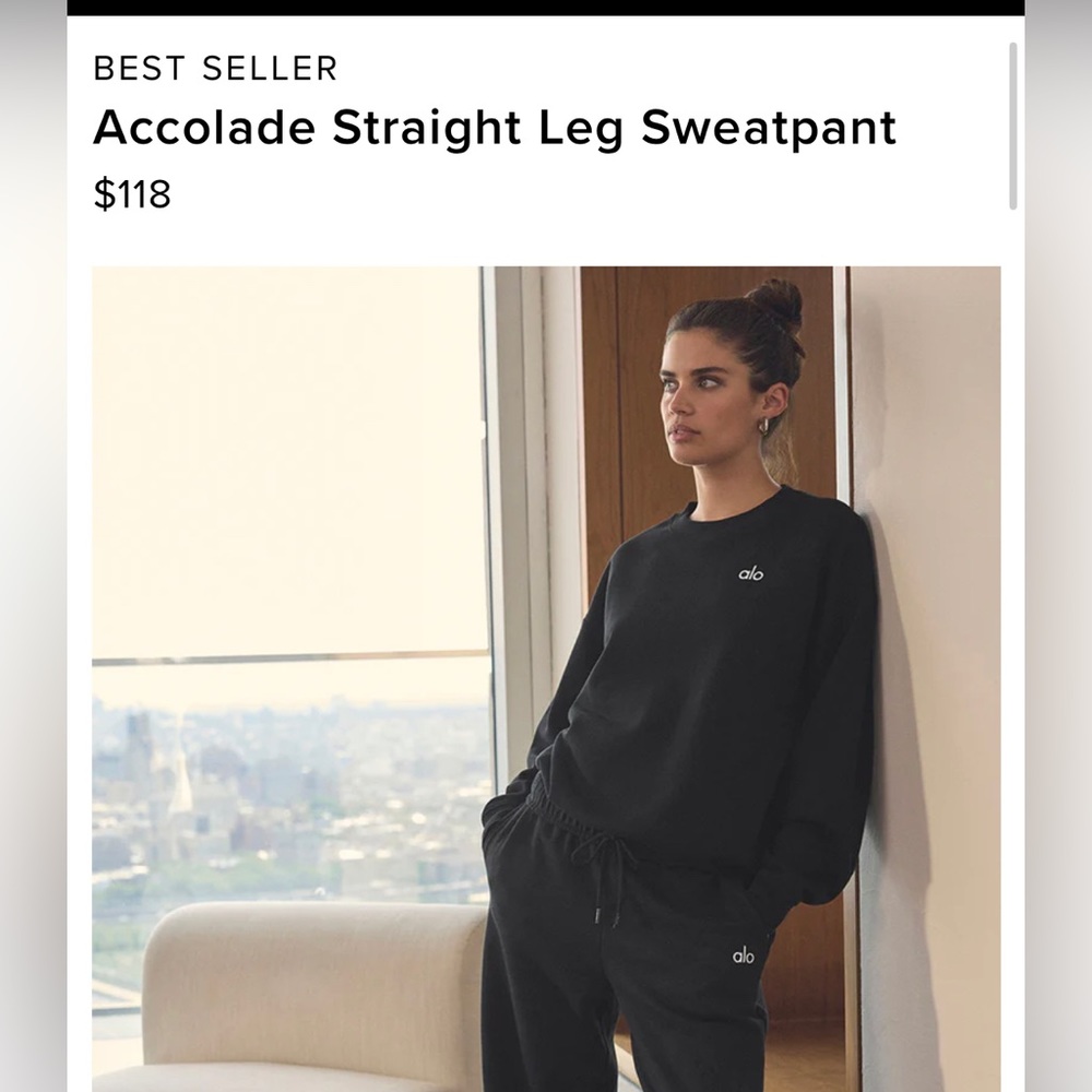 Alo Accolade Straight Leg Sweatpant XXS BLACK